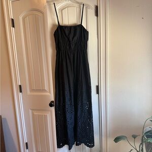 Madewell Black Embroidered Eyelet Tank Midi Dress - Womens Size 4 NEW NWT